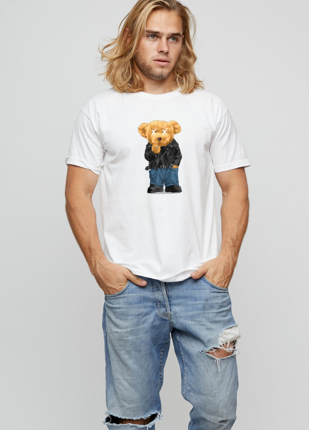 Біла футболка чоловіча basic /air print/ YAPPI