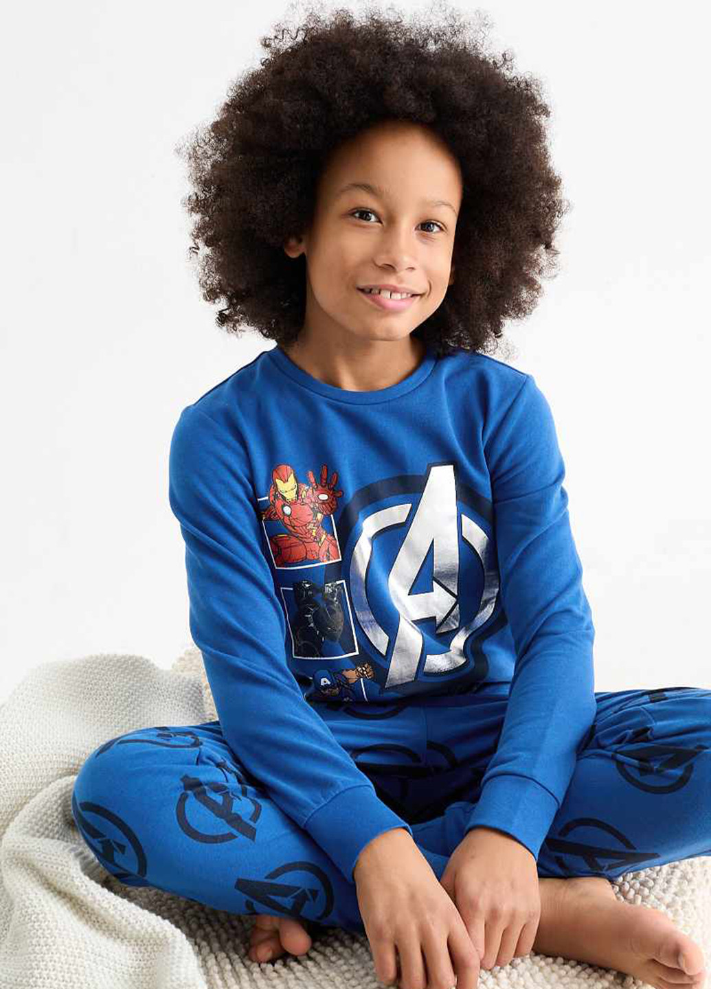 Синяя всесезон пижама (лонгслив, брюки) лонгслив + брюки C&A