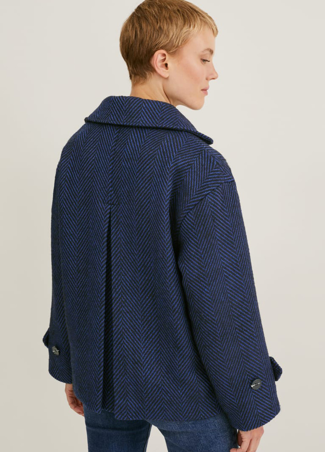 Синє Кежуал напівпальто однобортне C&A геометричне