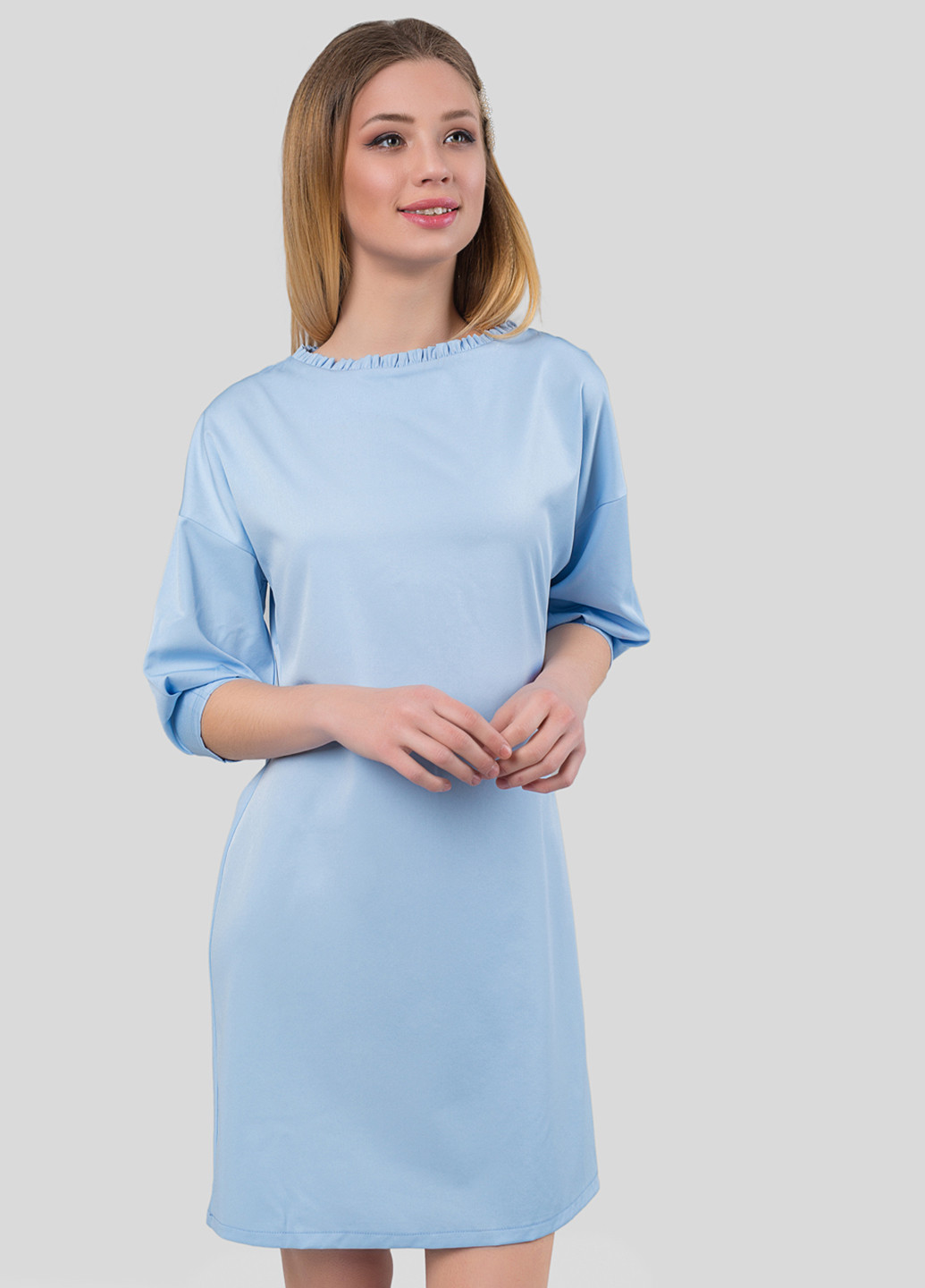 Голубое кэжуал платье Azuri однотонное