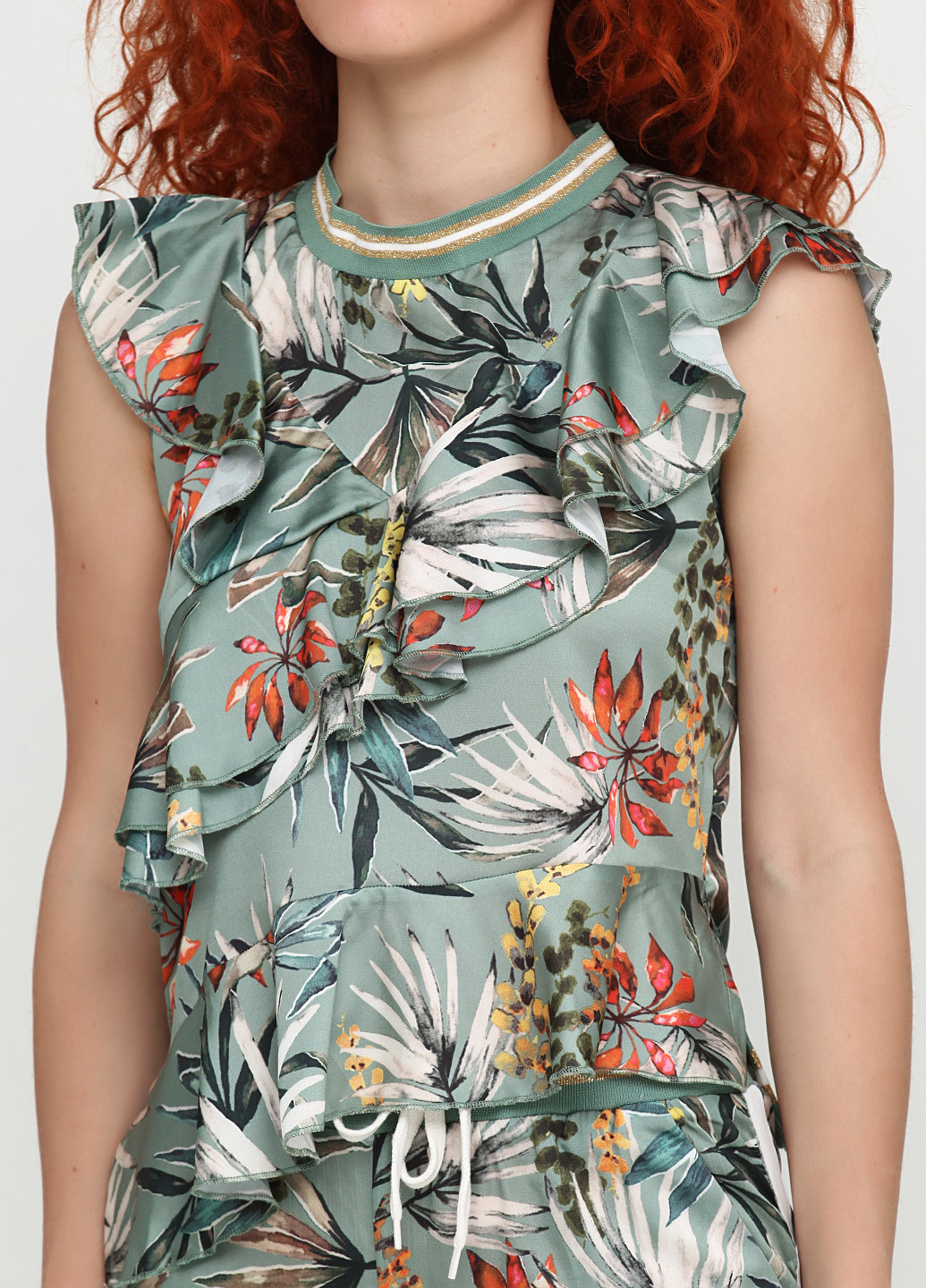 Костюм (блуза, штани) Arizona брючний квітковий оливковий кежуал