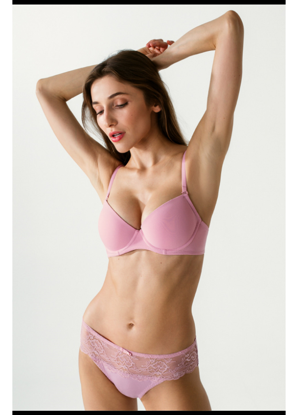Трусики сліп з середньою лінією таліі і мереживом рожеві L5119T0-M Farigola Luna (251826518)