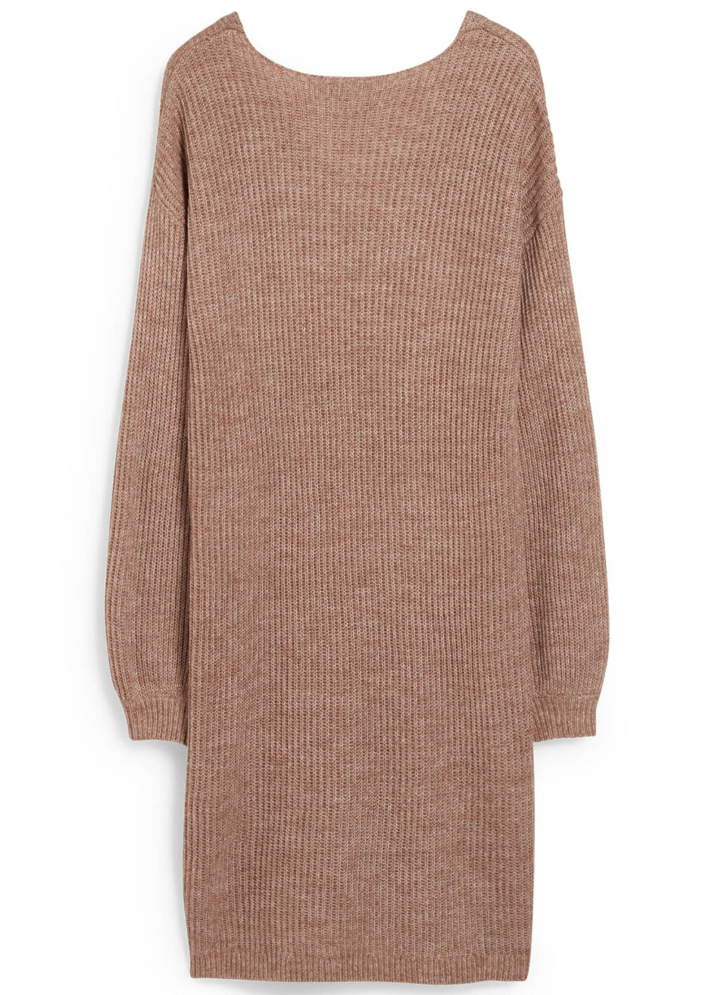 Светло-коричневое кэжуал платье платье-свитер C&A однотонное