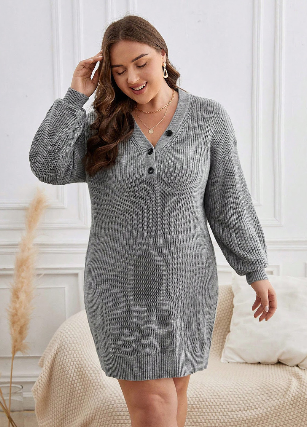 Сіра кежуал сукня сукня светр SHEIN однотонна
