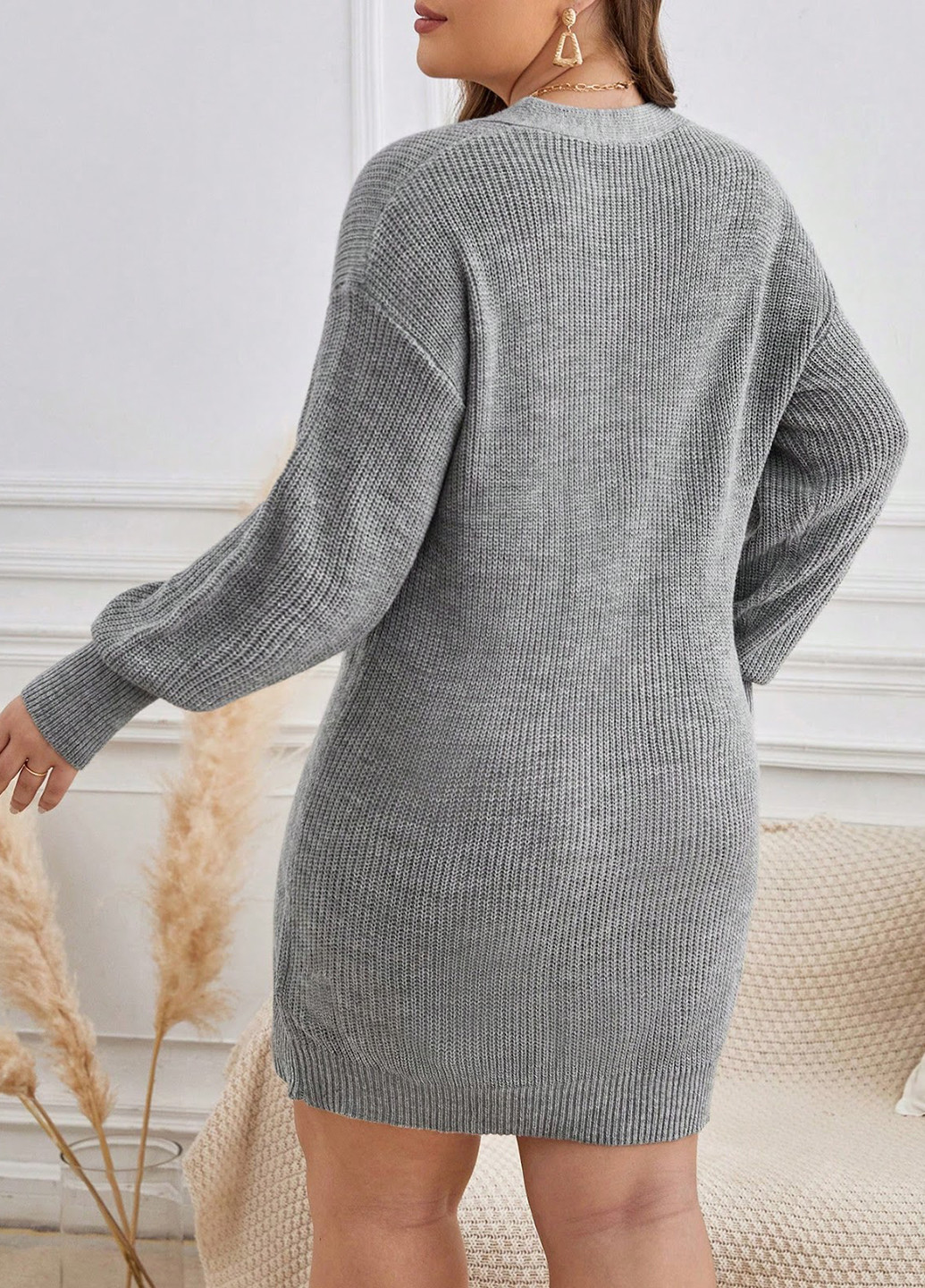 Сіра кежуал сукня сукня светр SHEIN однотонна