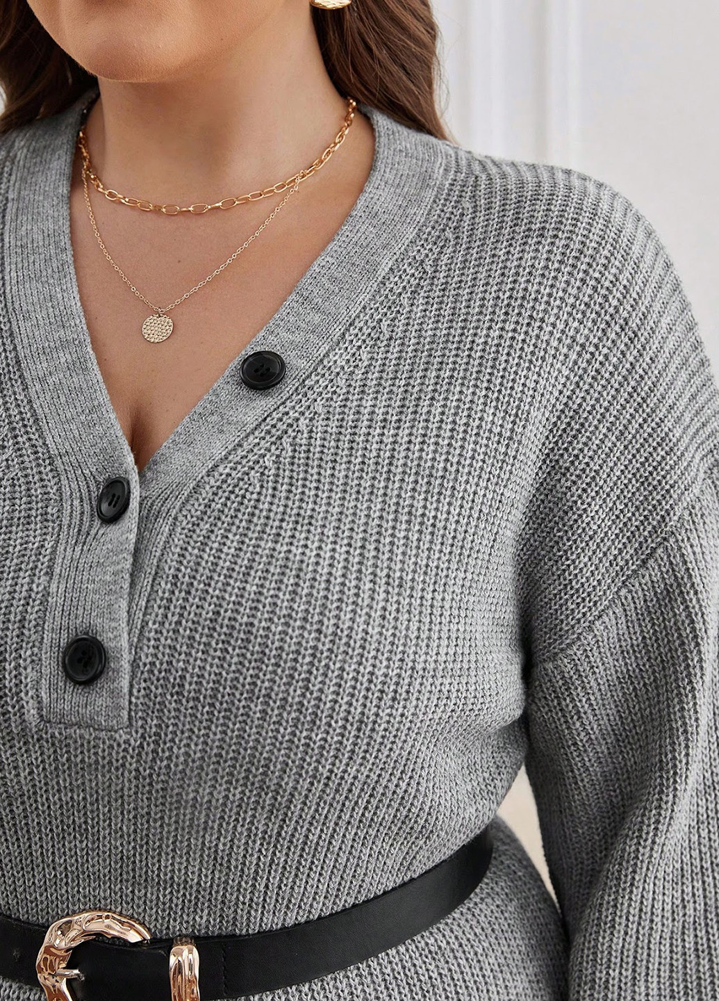 Сіра кежуал сукня сукня светр SHEIN однотонна