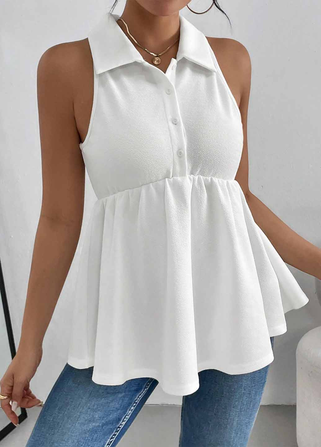 Белая блуза с баской SHEIN