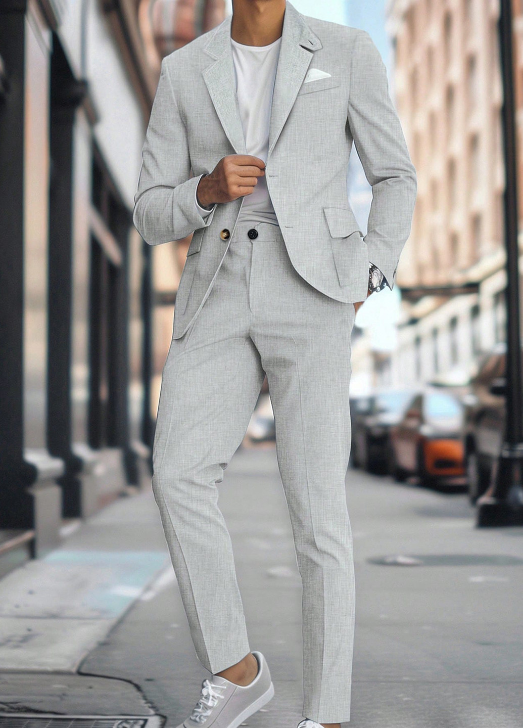 Сірий демісезонний костюм (піджак, штани) брючний SHEIN