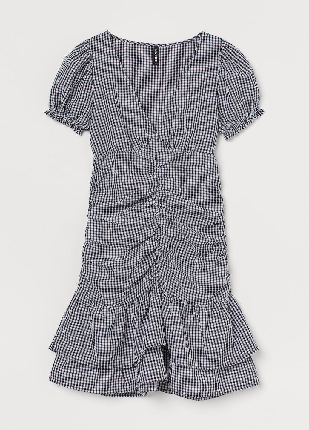 Черно-белое кэжуал платье H&M в клетку