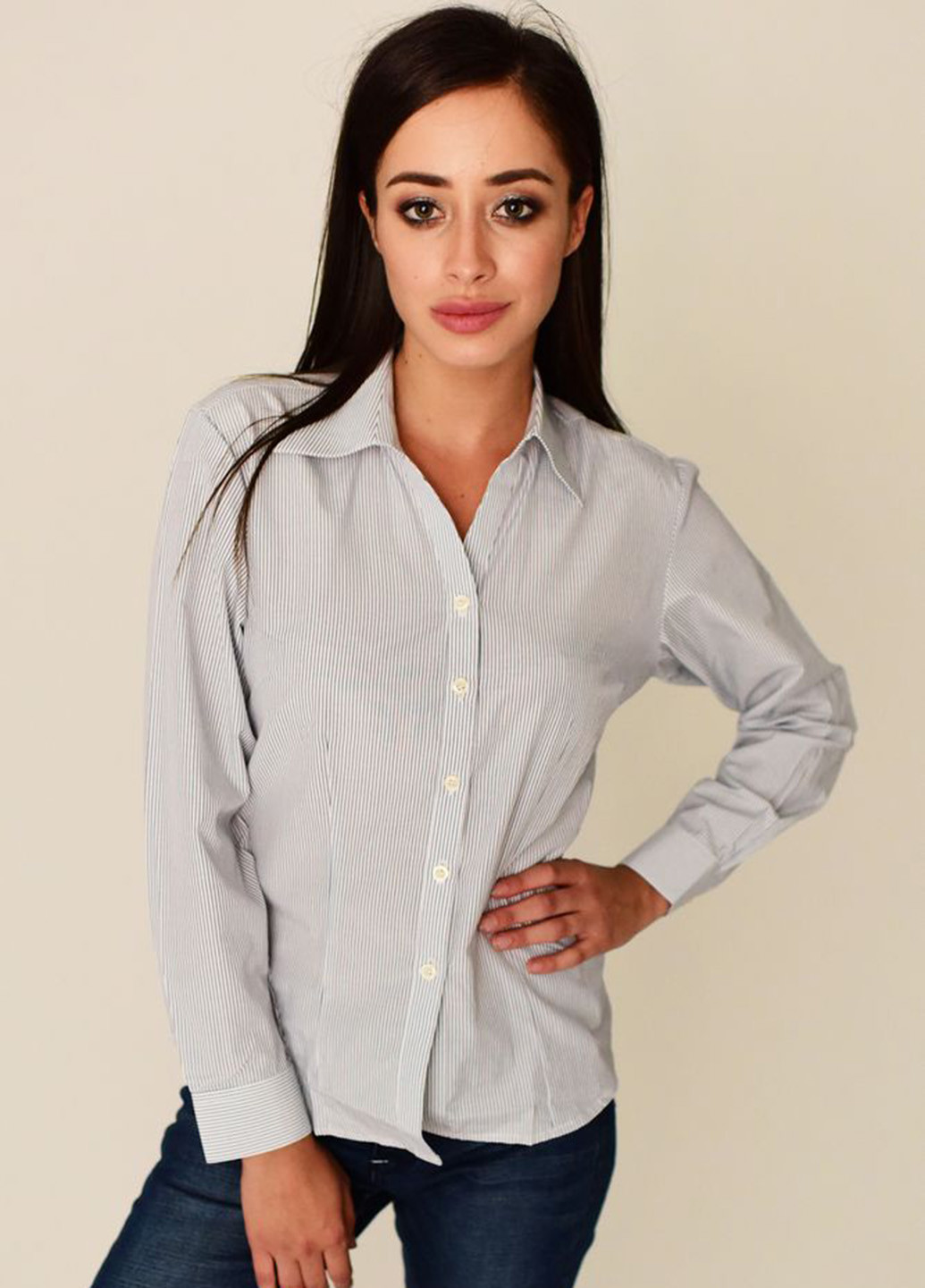 Светло-синяя кэжуал рубашка в полоску Time of Style