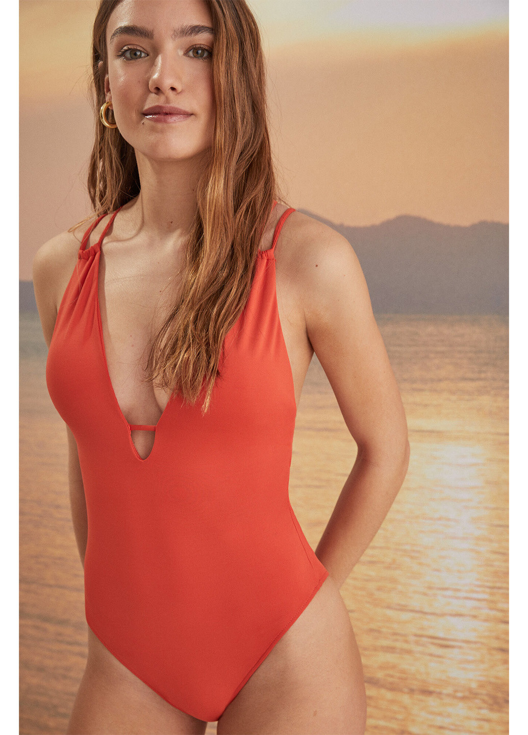 Оранжевый летний купальник слитный Women'secret