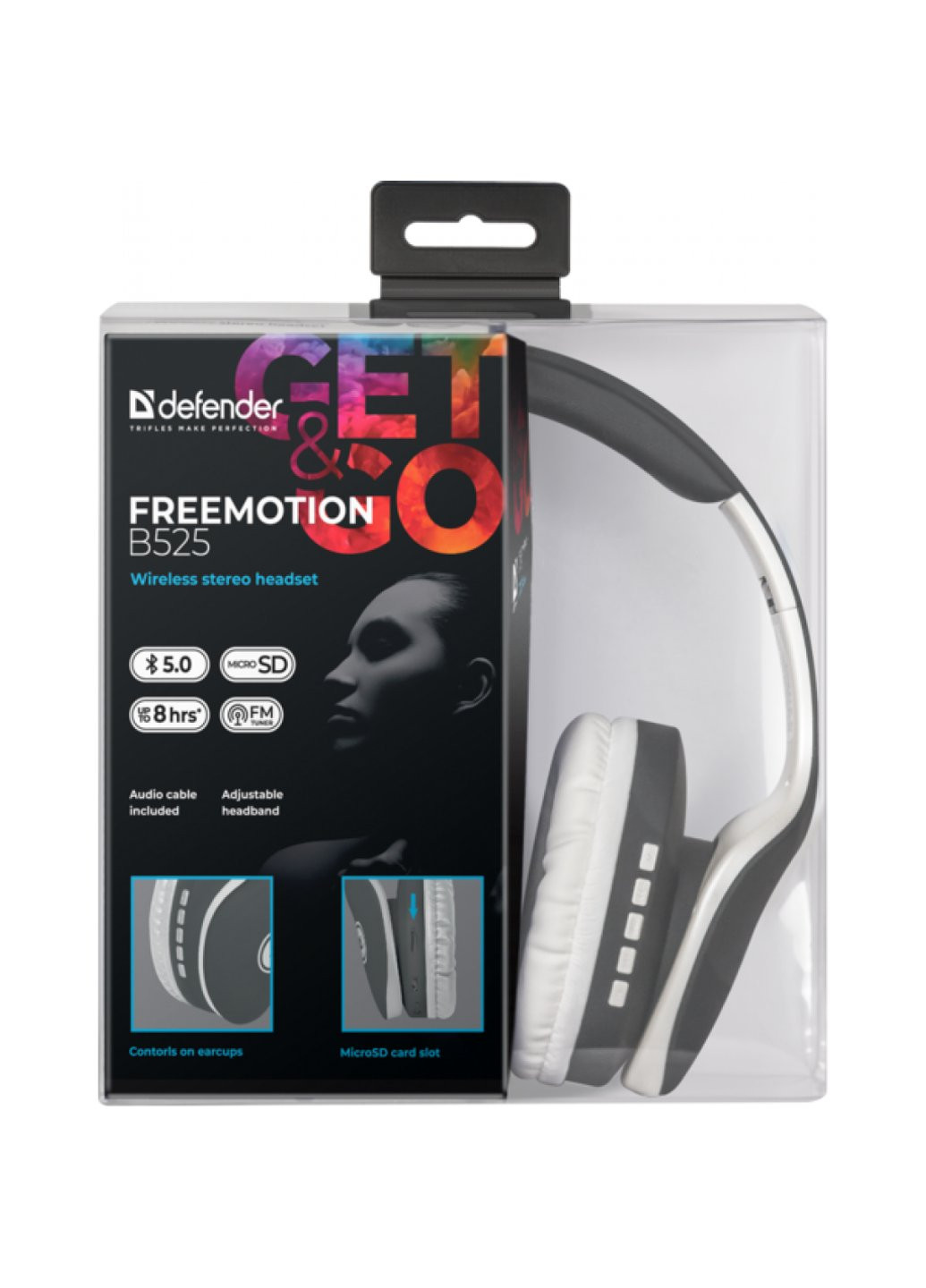 Навушники FreeMotion B525 Bluetooth Gray-White (63527) Defender (250310597)