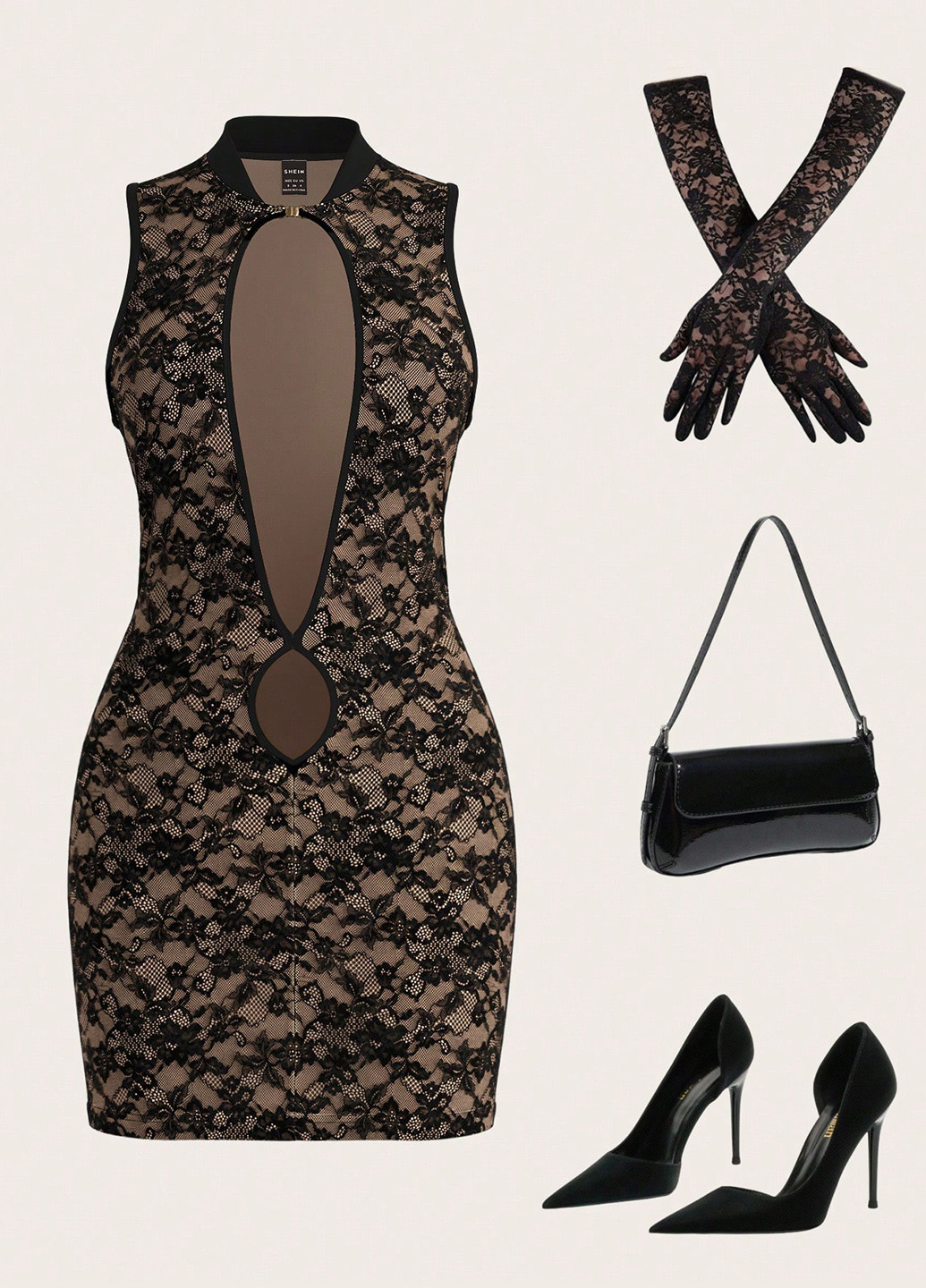 Бежева відвертий, кежуал сукня SHEIN однотонна