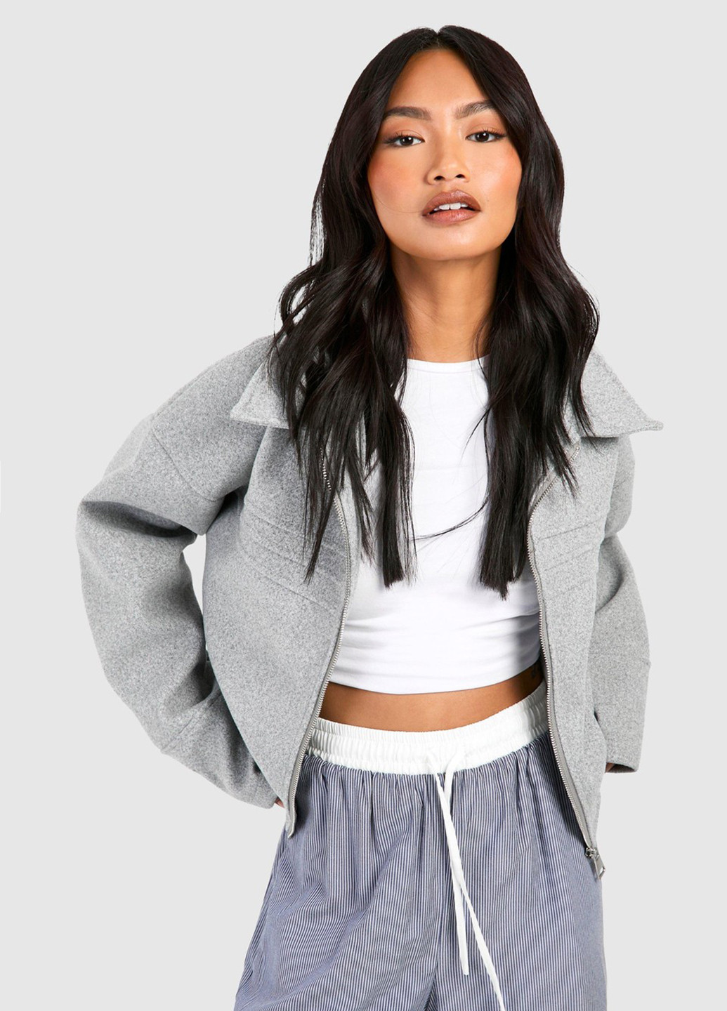 Серая демисезонная куртка Boohoo