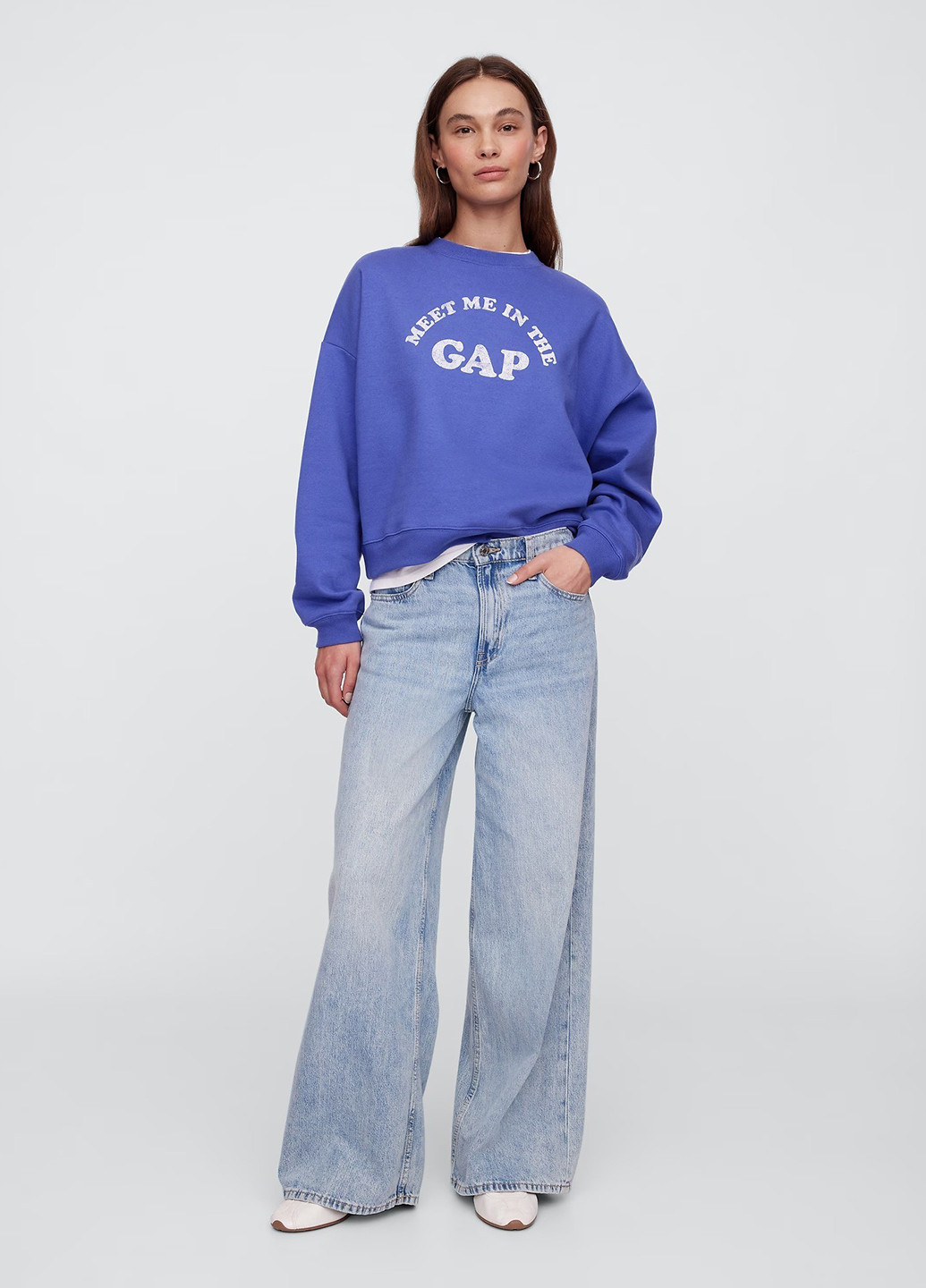 Синій світшот Gap логотип без декору (357323436)