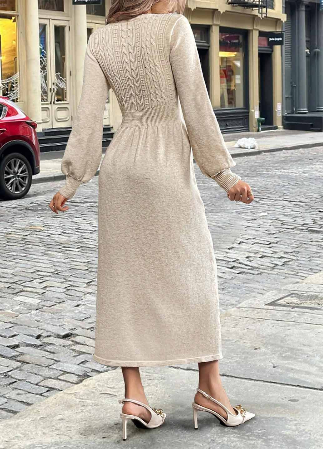 Кремова кежуал сукня сукня светр SHEIN меланжева