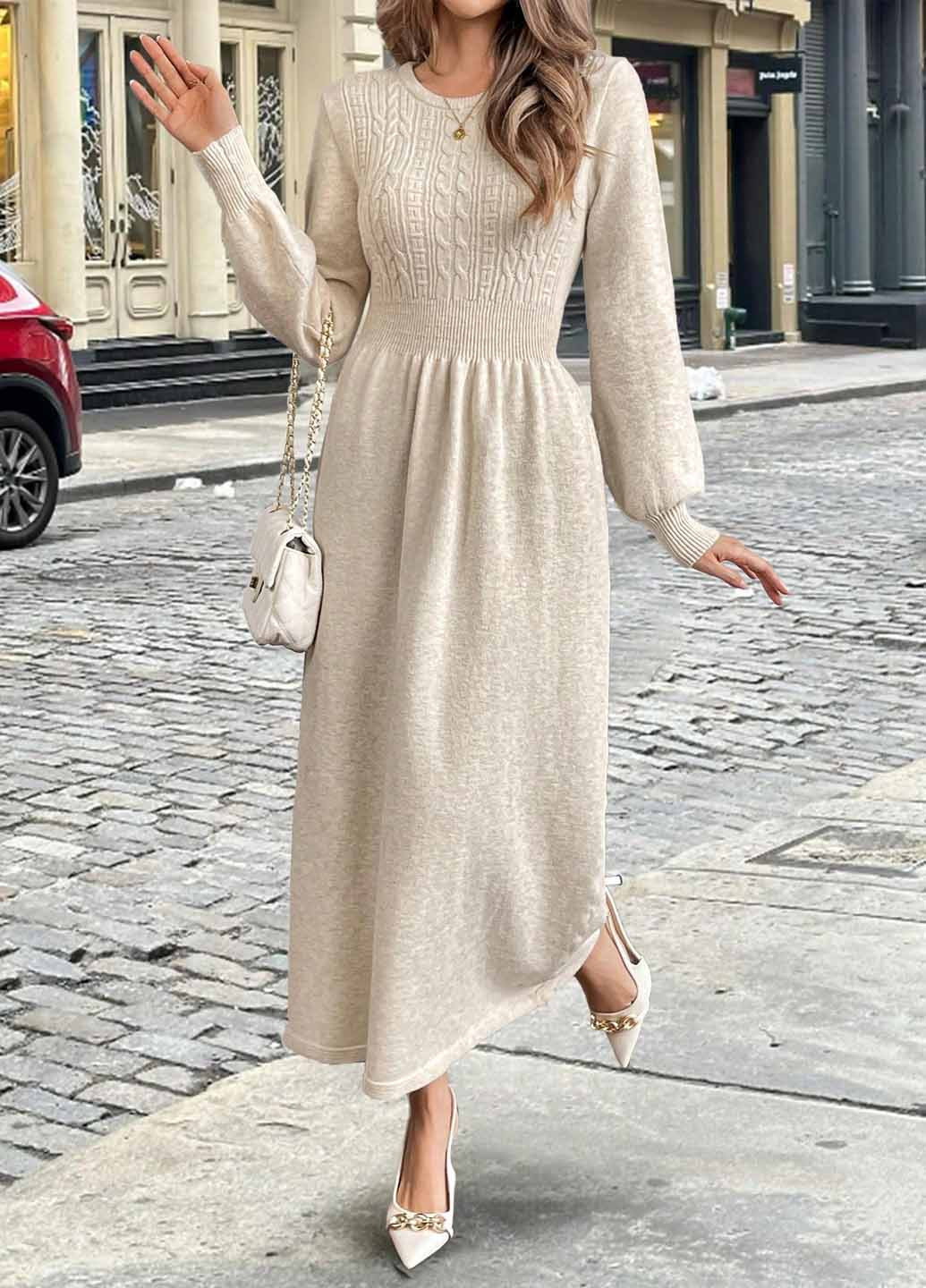 Кремова кежуал сукня сукня светр SHEIN меланжева