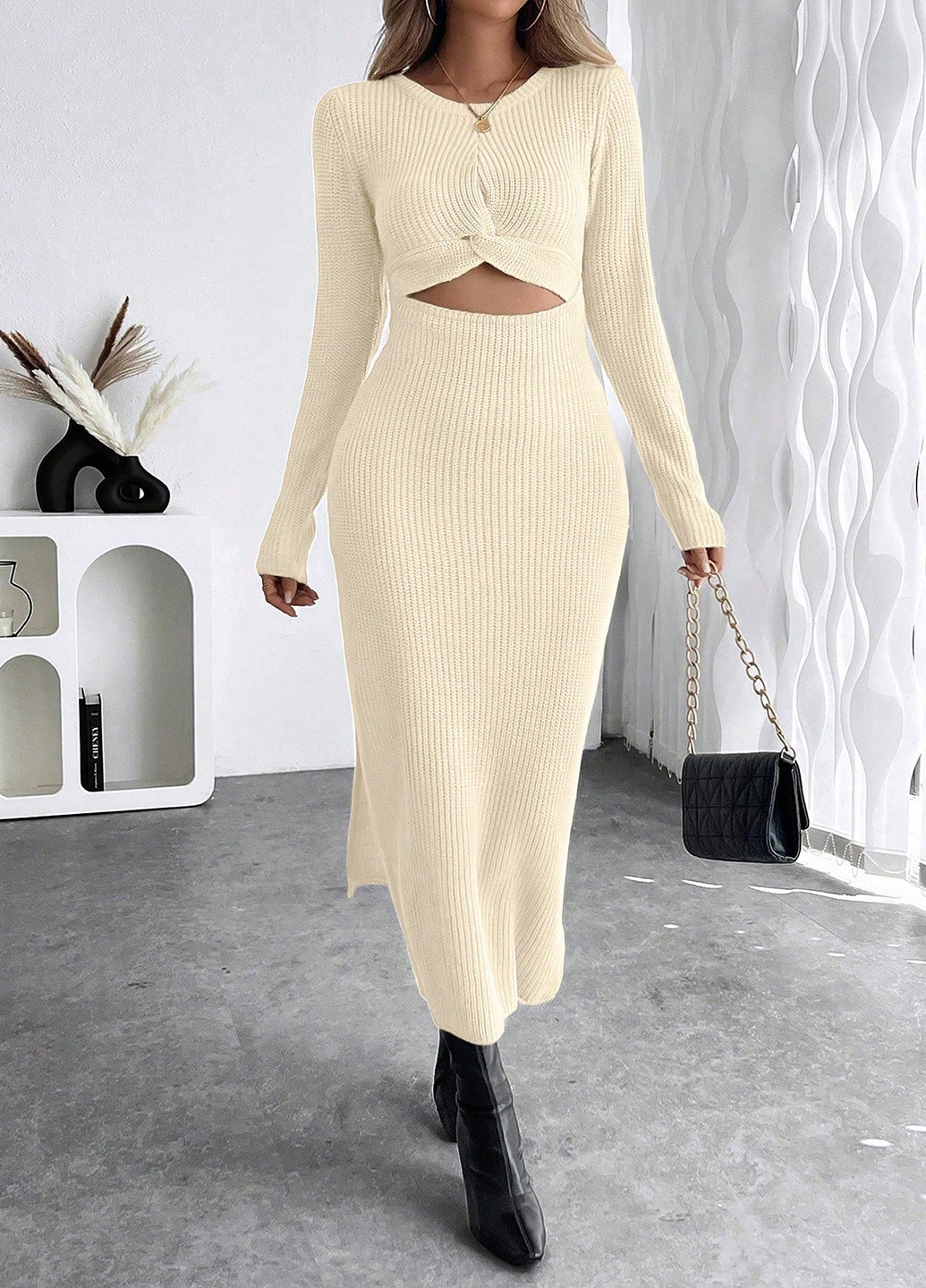 Молочна святковий, кежуал сукня футляр SHEIN однотонна