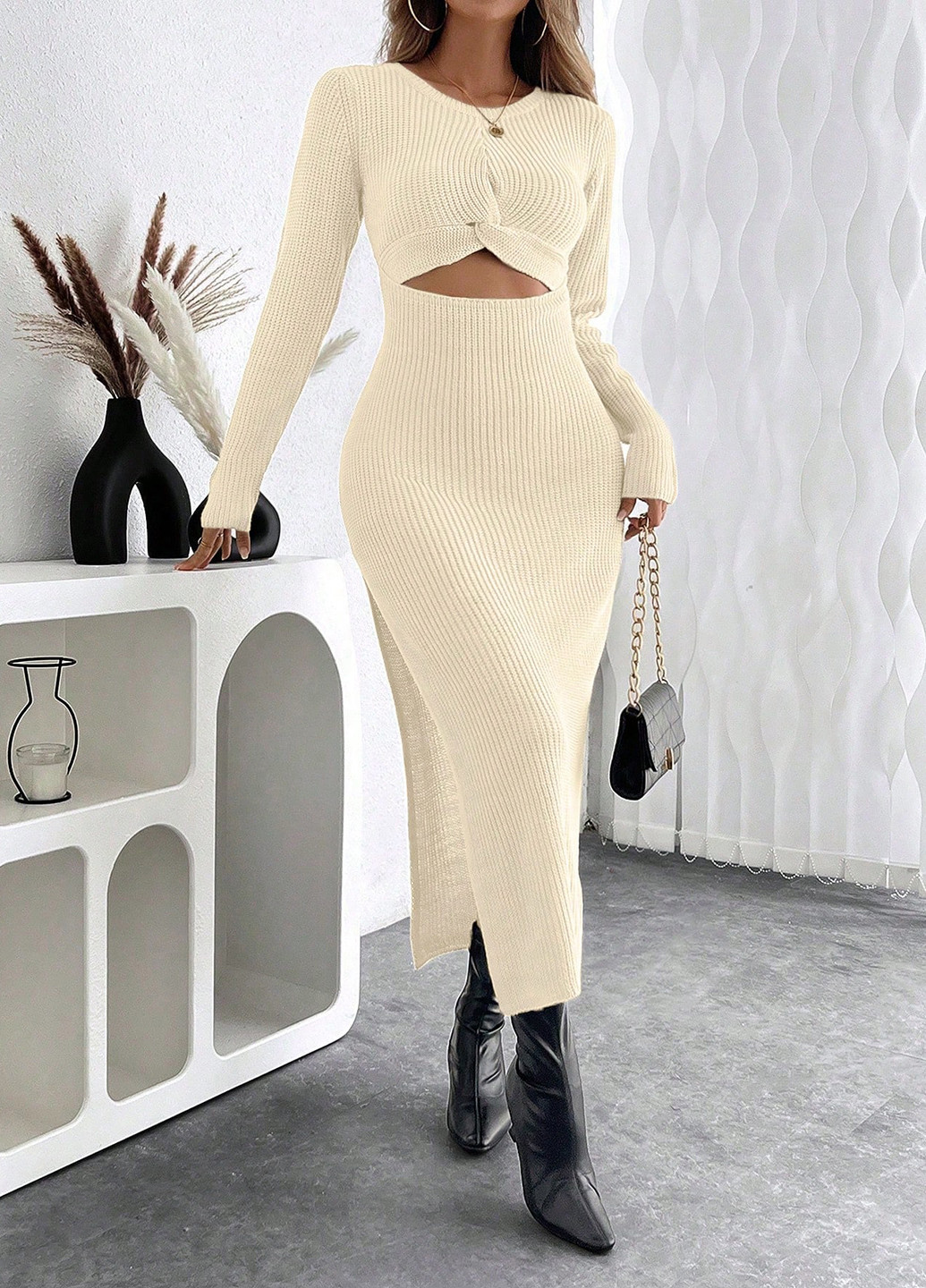 Молочна святковий, кежуал сукня футляр SHEIN однотонна