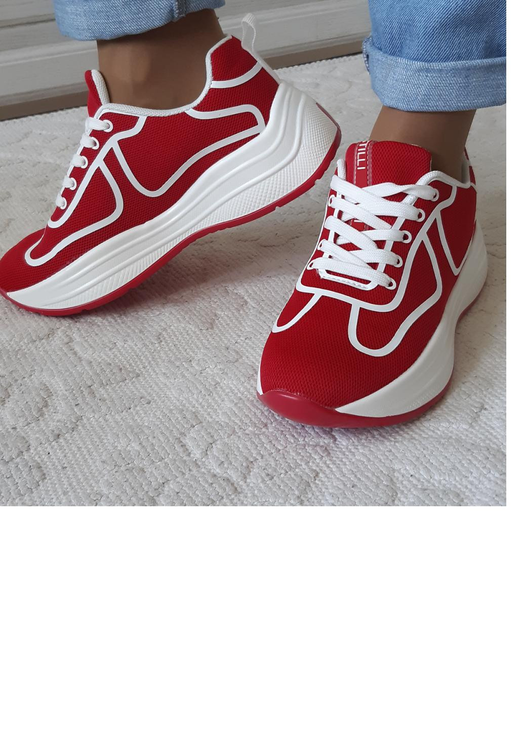 Красные демисезонные кроссовки женские 80674 No Brand