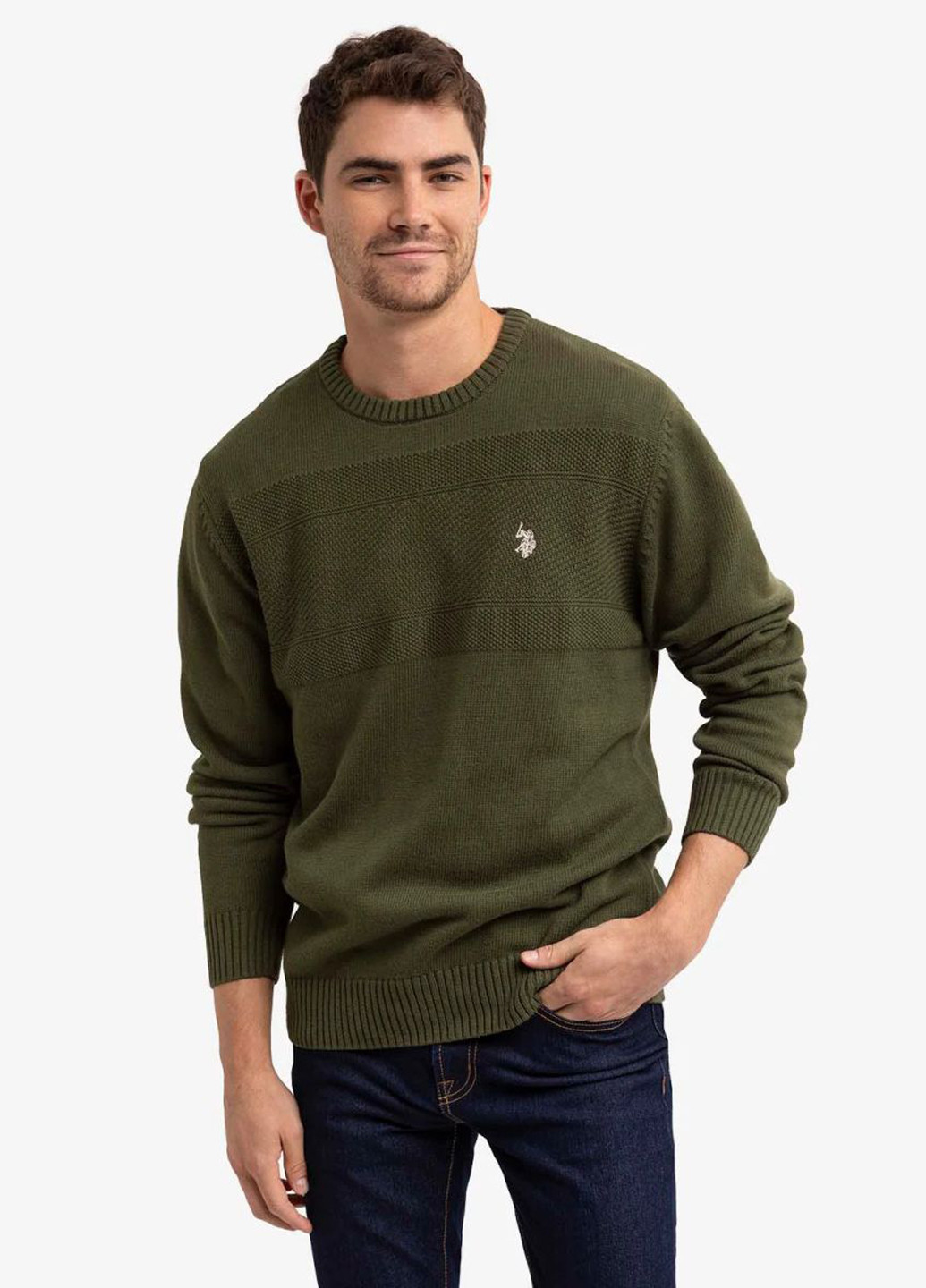 Оливковый (хаки) демисезонный джемпер джемпер U.S. Polo Assn.