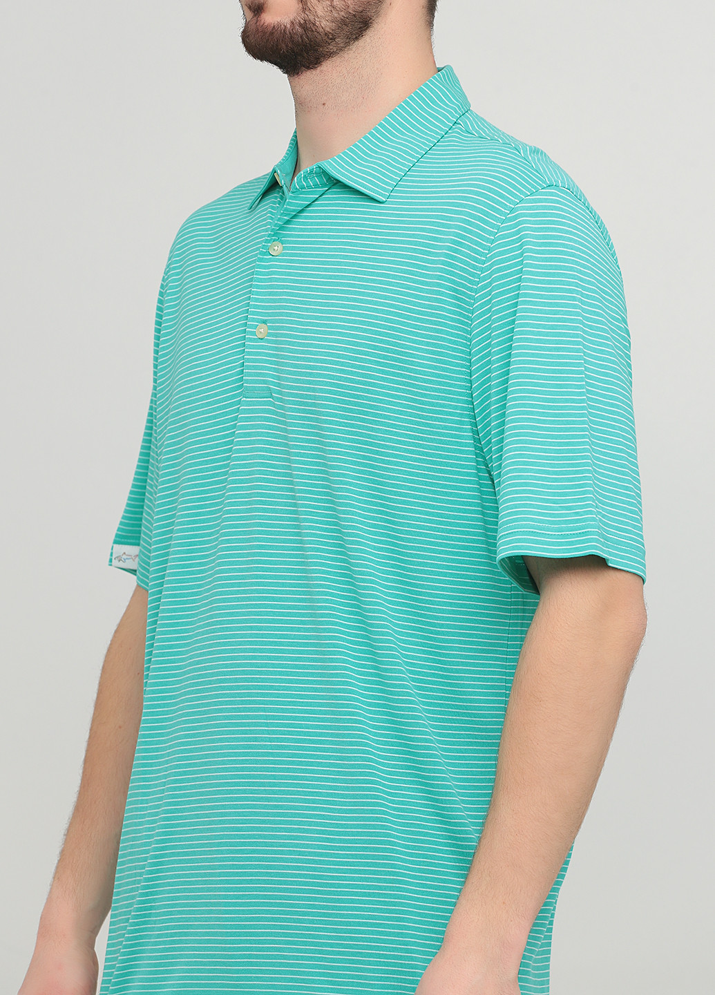 Зеленая футболка-поло для мужчин Greg Norman в полоску