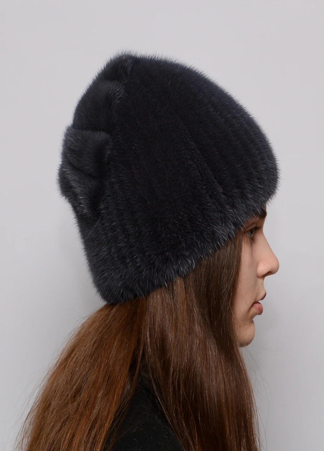 Шапка женская из вязаной норки Меховой Стиль Бабочка (198443622)