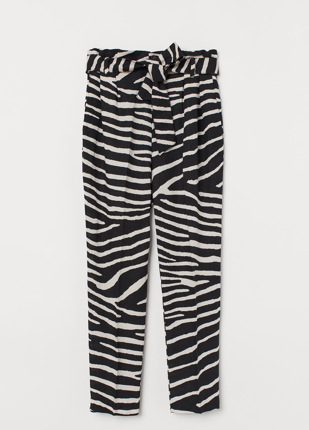 Черно-белые кэжуал демисезонные каррот брюки H&M