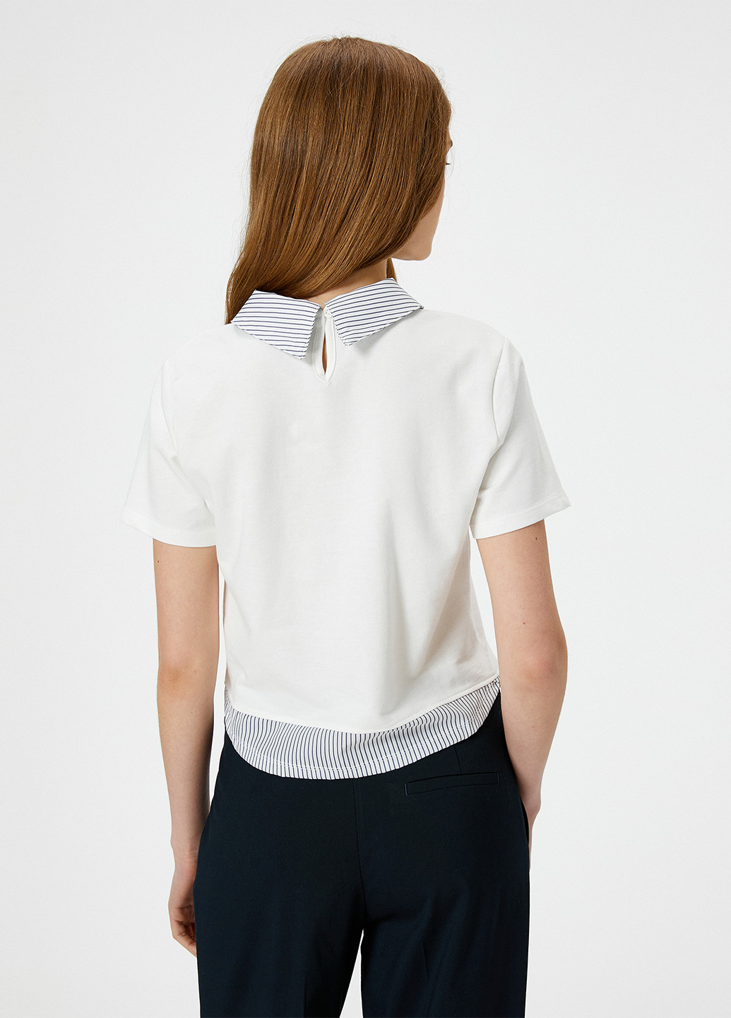 Молочная женская футболка-поло KOTON с надписью