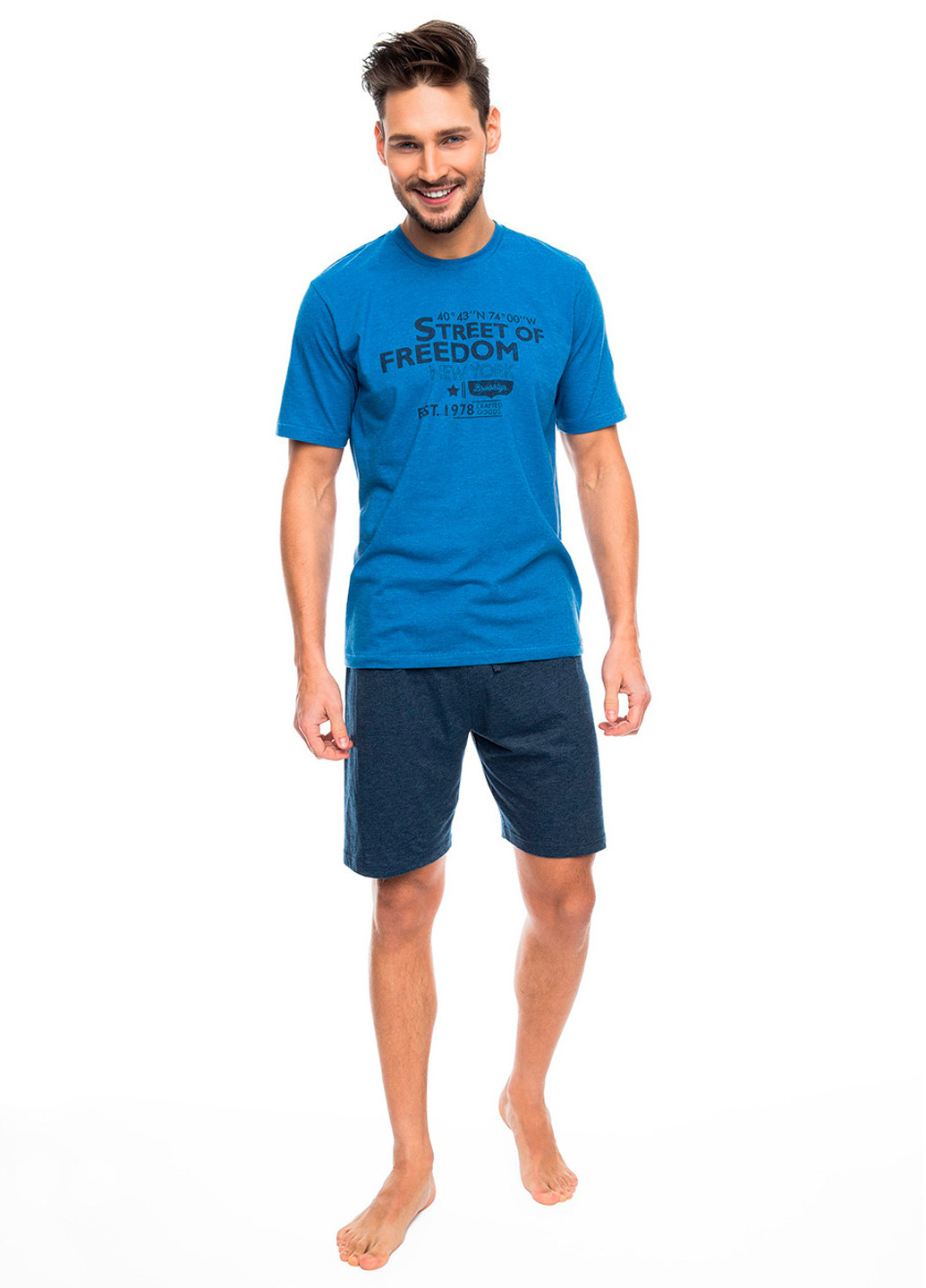 Синий демисезонный комплект (футболка, шорты) Rossli