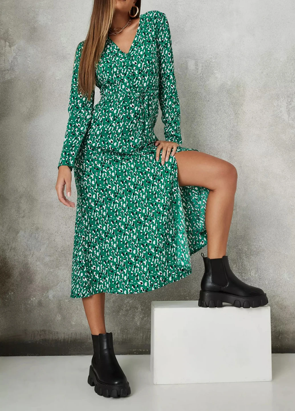 Зелена кежуал плаття, сукня Missguided леопардовий