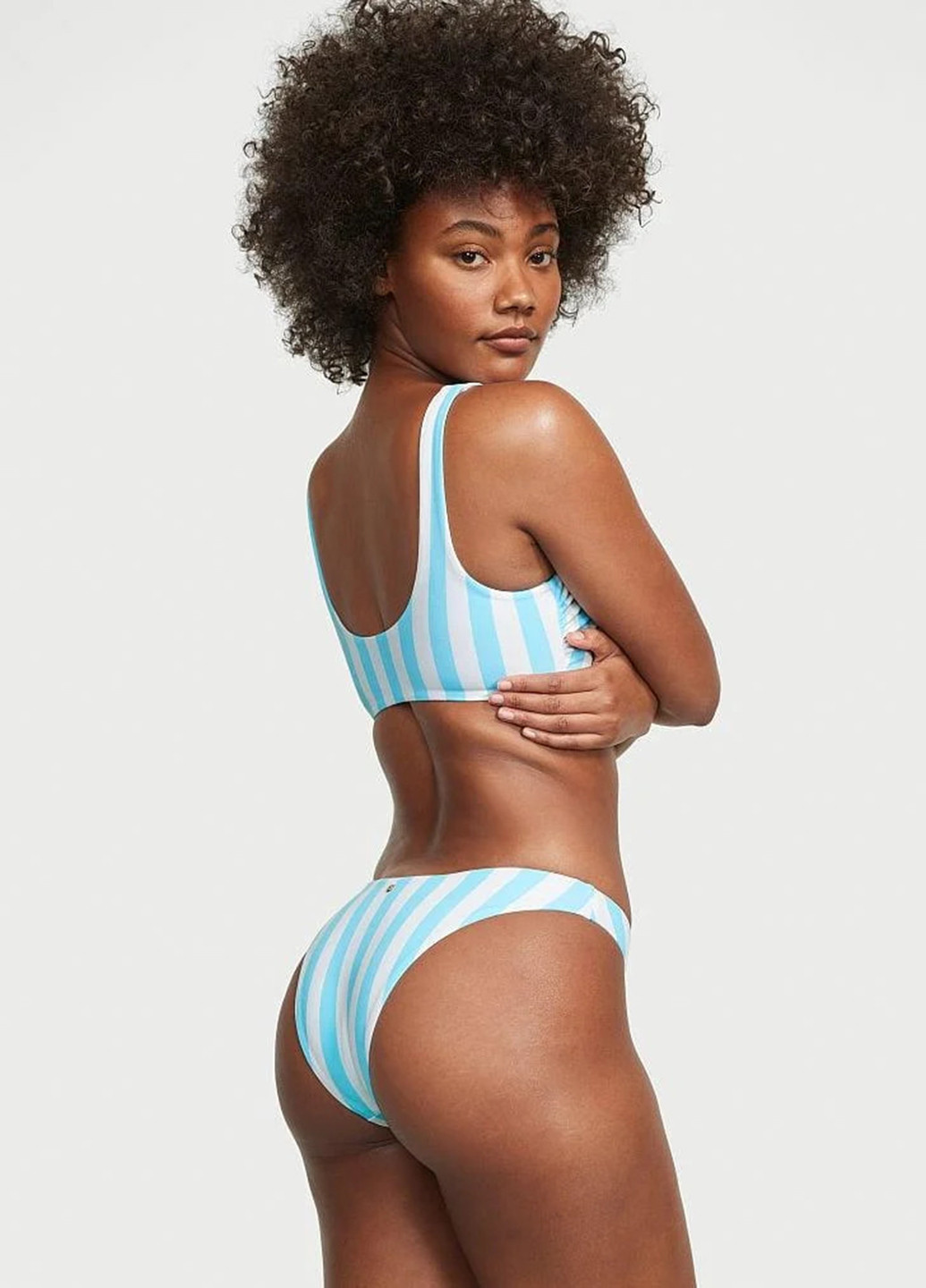 Бирюзовые купальные трусики-плавки в полоску Victoria's Secret