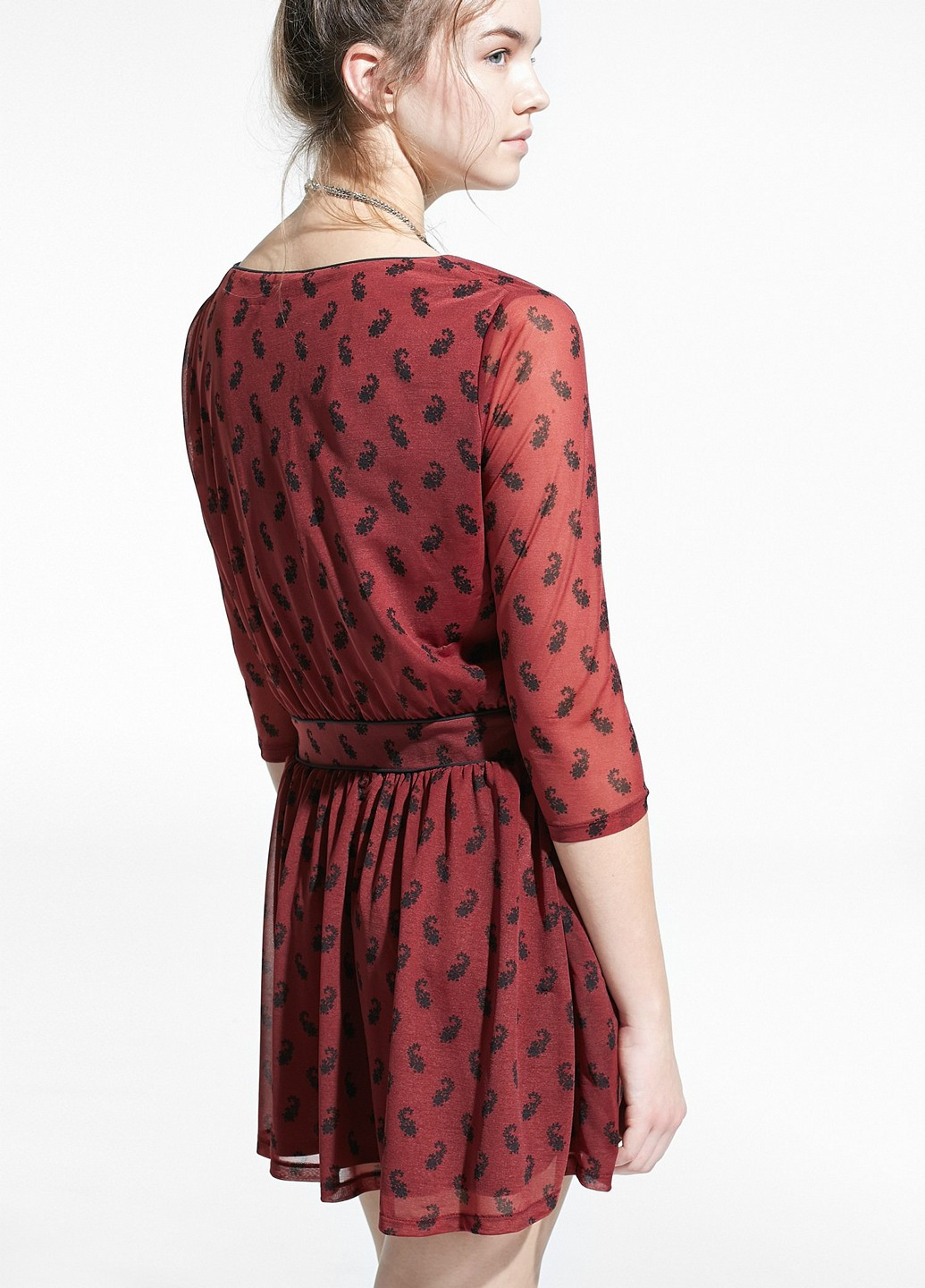 Бордовое кэжуал платье Mango с абстрактным узором
