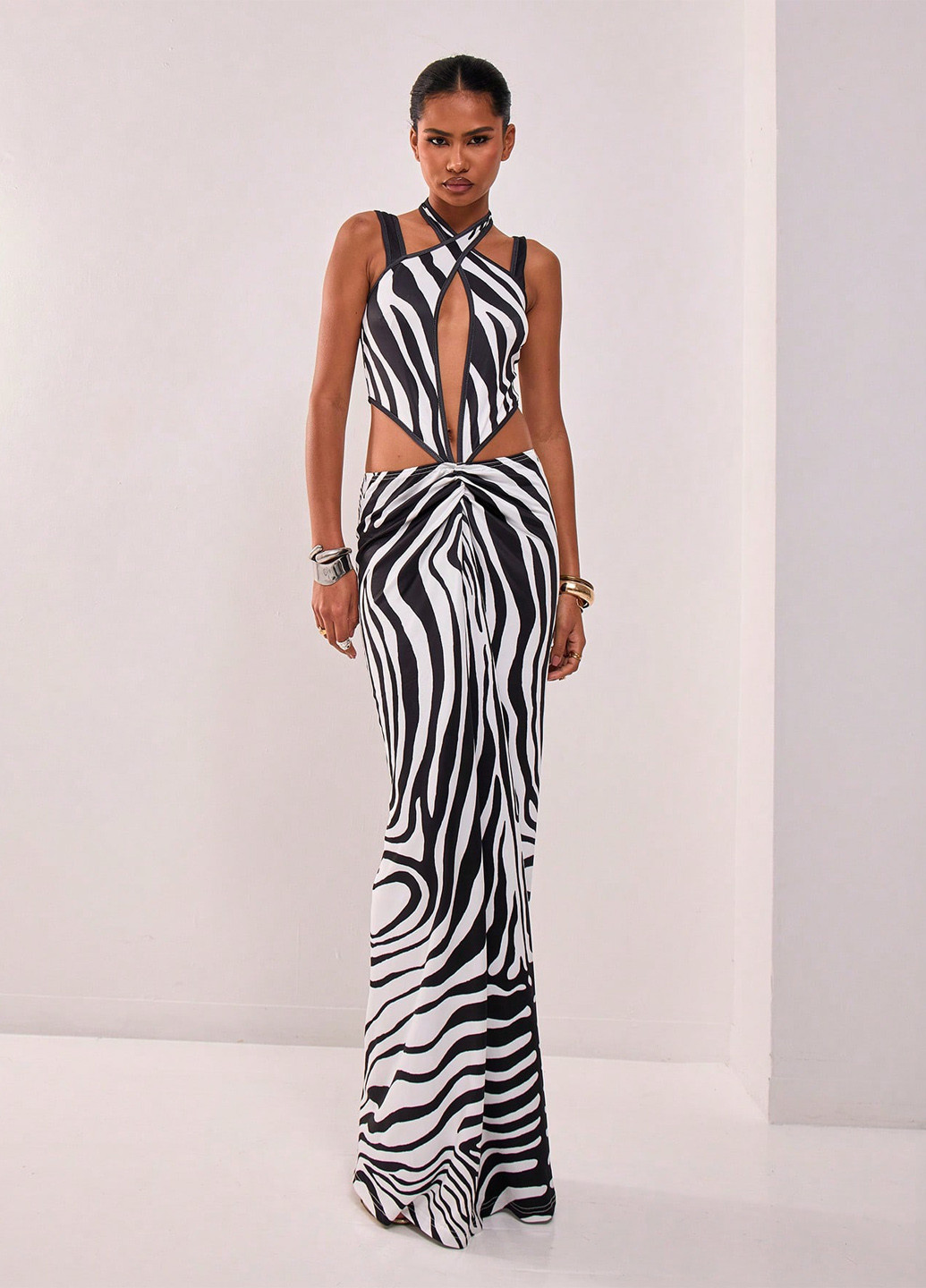 Чорно-білий кежуал сукня SHEIN зебра