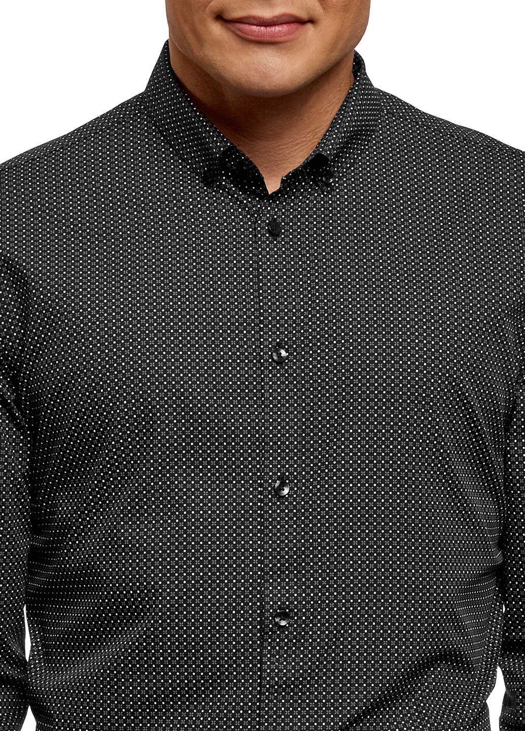Черная классическая рубашка в полоску Oodji