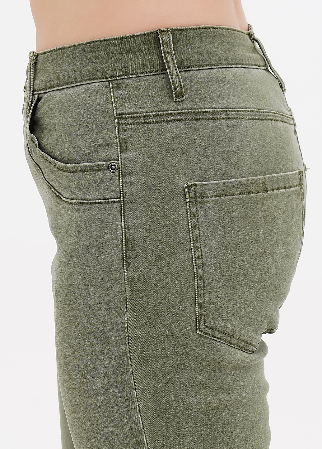 Оливковые демисезонные скинни, укороченные джинсы Linea Tesini