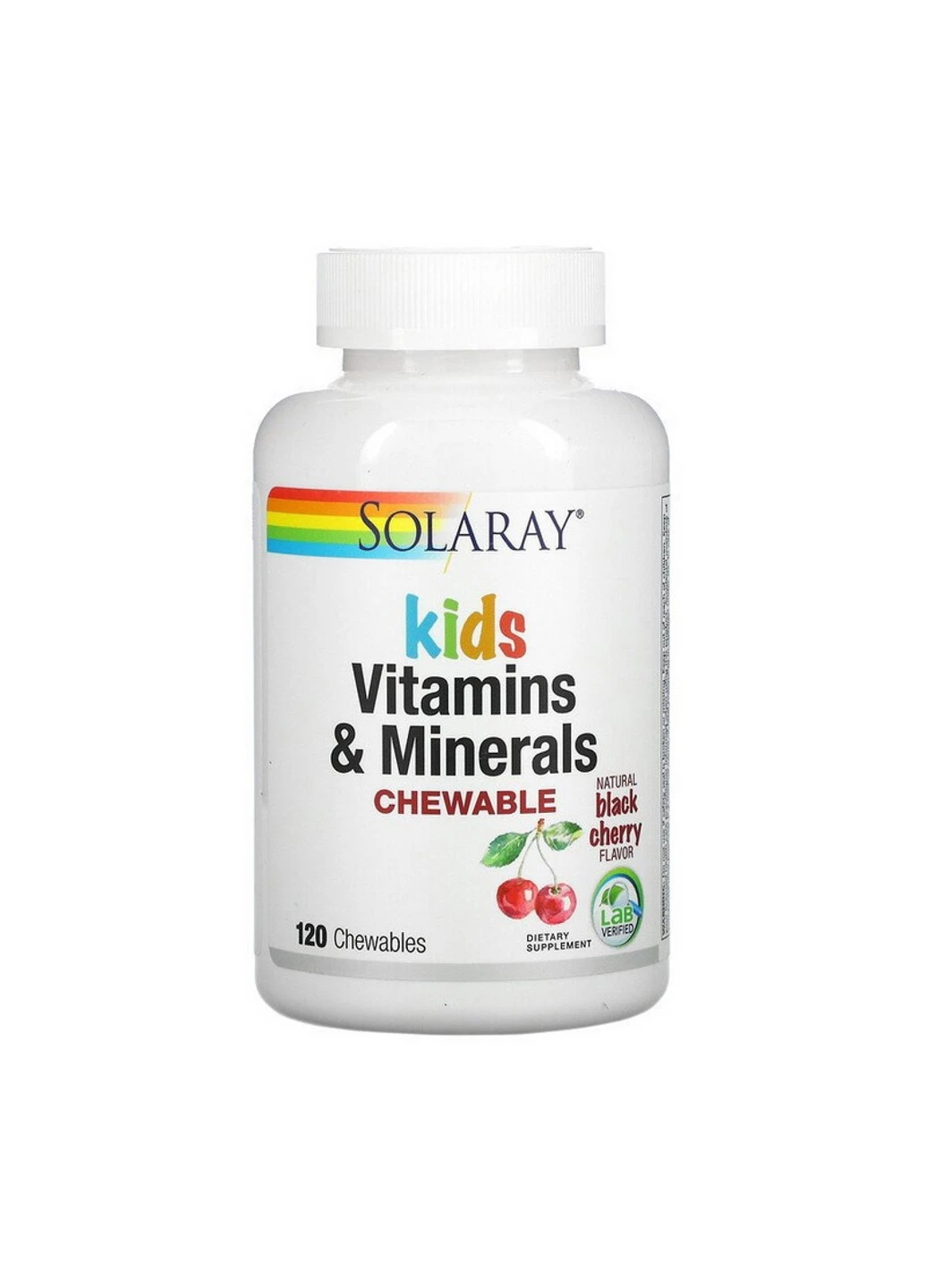 Вітаміни для дітей Kids Vitamin & Minerals 60 жуйок Вишня Solaray (255409467)
