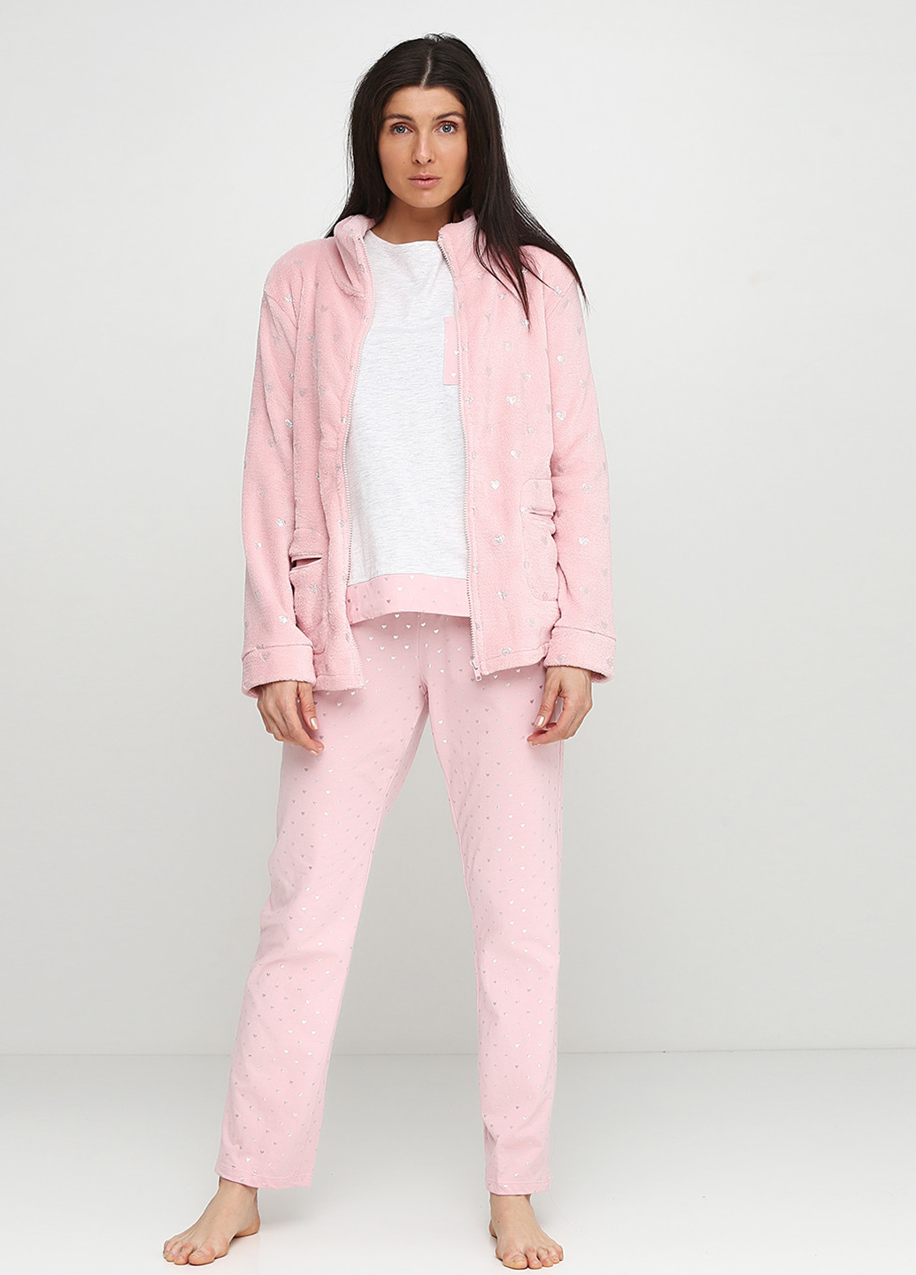 Светло-розовая всесезон пижама (лонгслив, толстовка, брюки) Women'secret