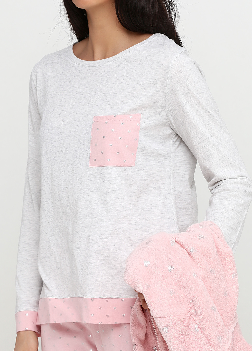 Светло-розовая всесезон пижама (лонгслив, толстовка, брюки) Women'secret