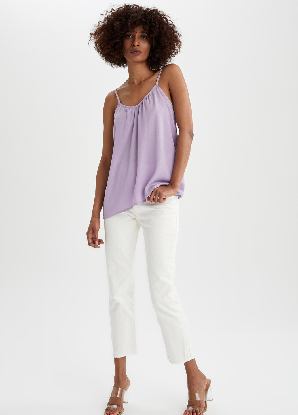 Блуза DeFacto светло-лиловый кэжуал вискоза