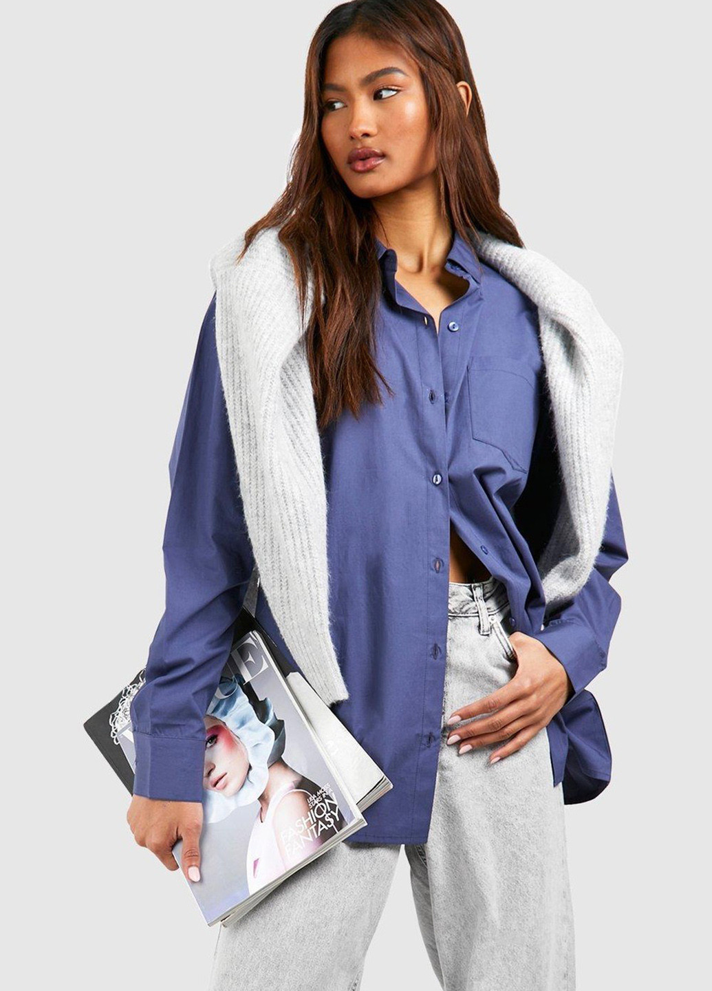 Морской волны кэжуал рубашка однотонная Boohoo