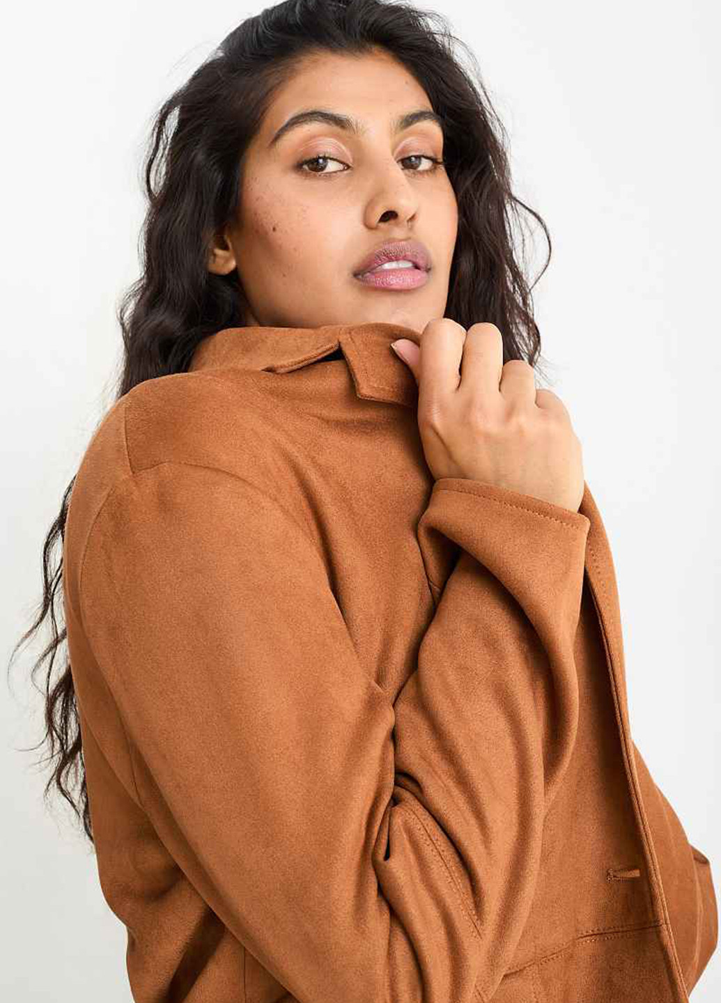 Коричневое демисезонное Пальто однобортное C&A