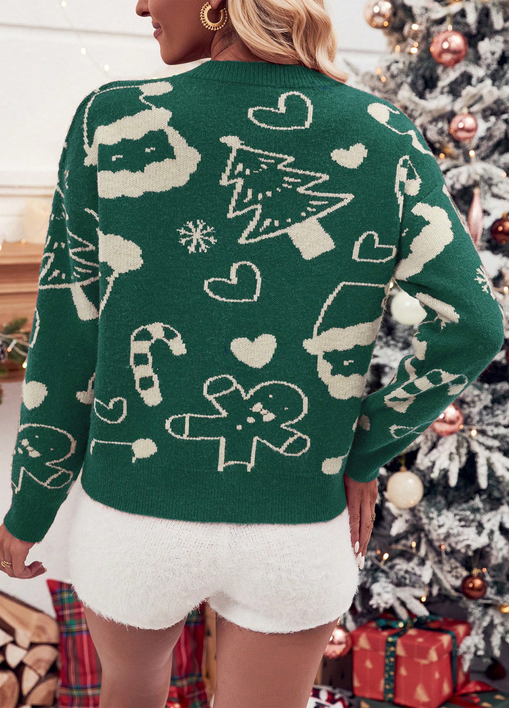 Зелений зимовий джемпер джемпер SHEIN