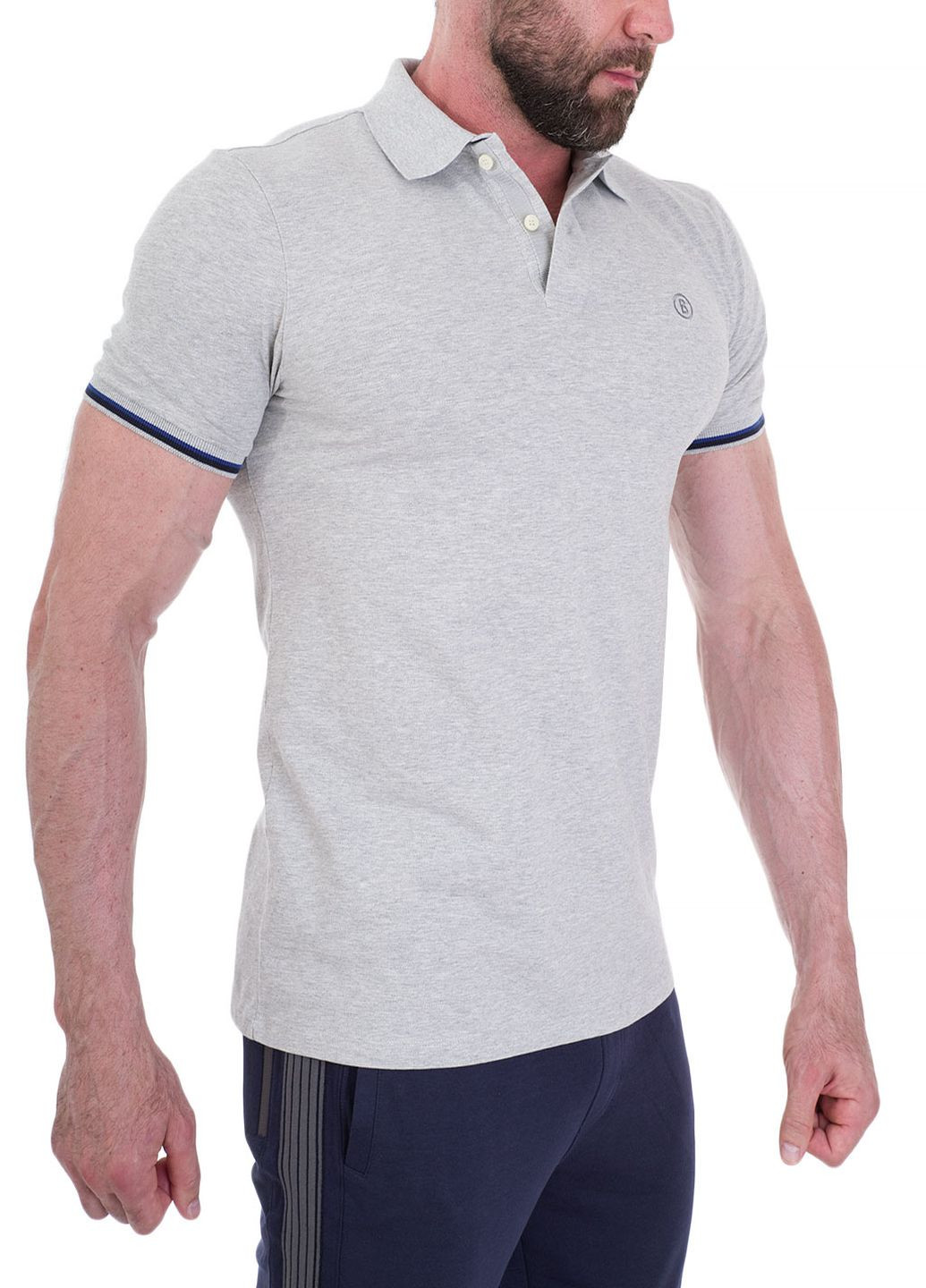 Серая футболка-поло чоловіче для мужчин Bogner однотонная