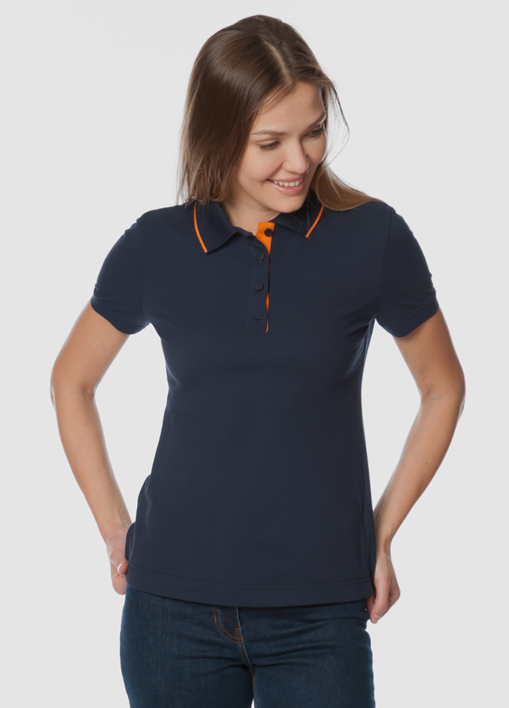 Синяя женская футболка-поло женское Arber однотонная