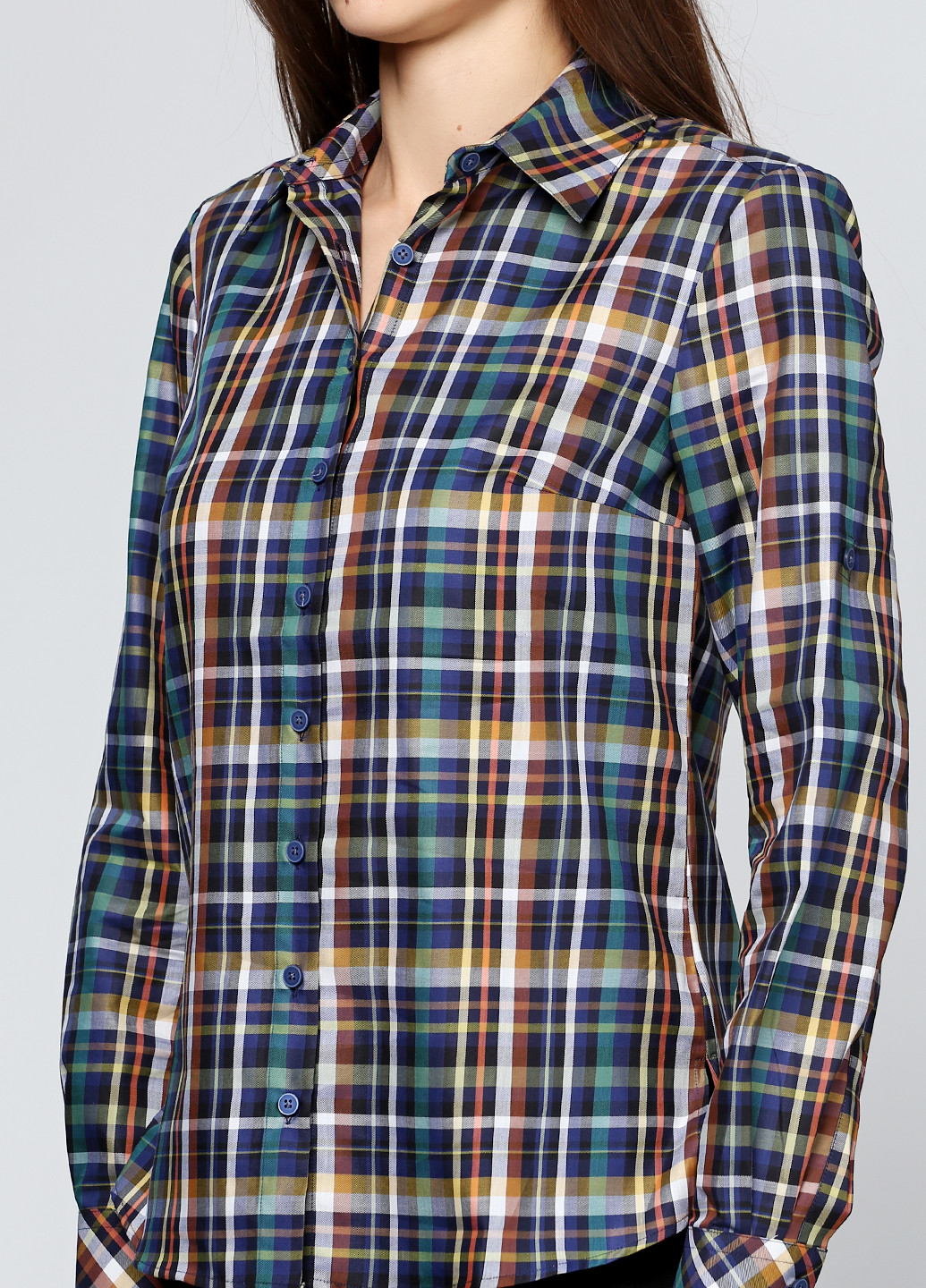 Цветная кэжуал рубашка в клетку E & W с длинным рукавом