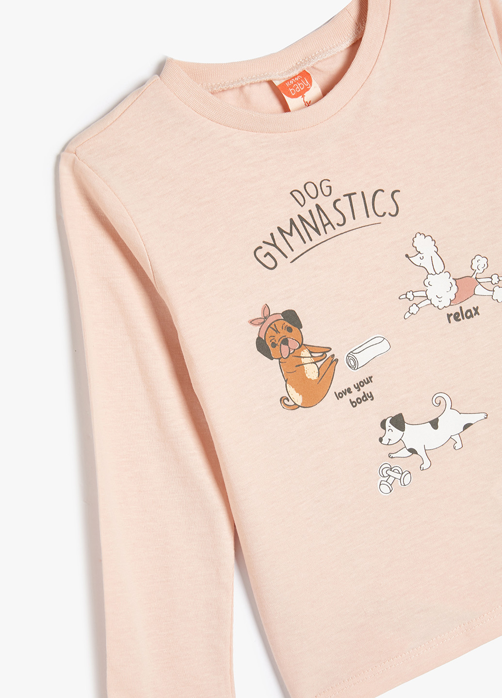 Пудровый демисезонный кэжуал лонгслив KOTON с рисунком