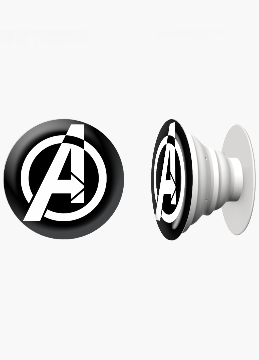 Попсокет (Popsockets) тримач для смартфону Знак Месників Марвел (Avengers Marvel Sign) (8754-1447) Чорний MobiPrint (216748379)