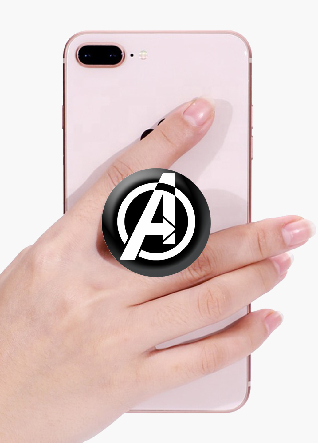 Попсокет (Popsockets) тримач для смартфону Знак Месників Марвел (Avengers Marvel Sign) (8754-1447) Чорний MobiPrint (216748379)