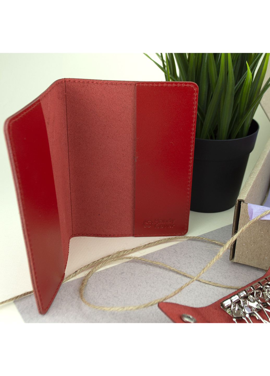 Подарочный женский набор №50: Кошелек + обложка на паспорт + ключница (красный) HandyCover (229030172)
